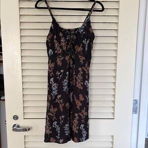 Angie Black Dress with Brown Floral Print